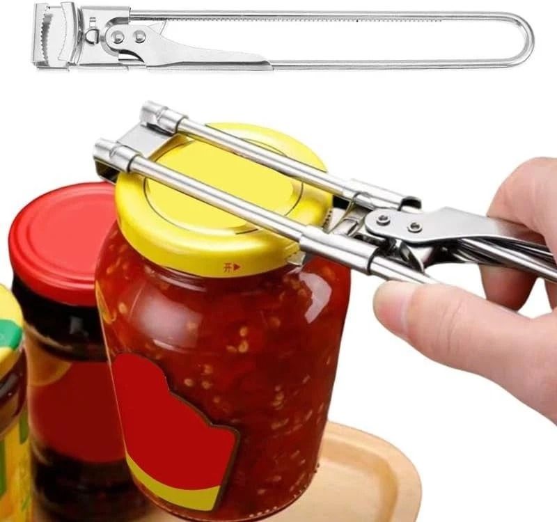 Stainless Steel Adjustable Can Opener & Multifunctional Jar Lid Gripper Tool