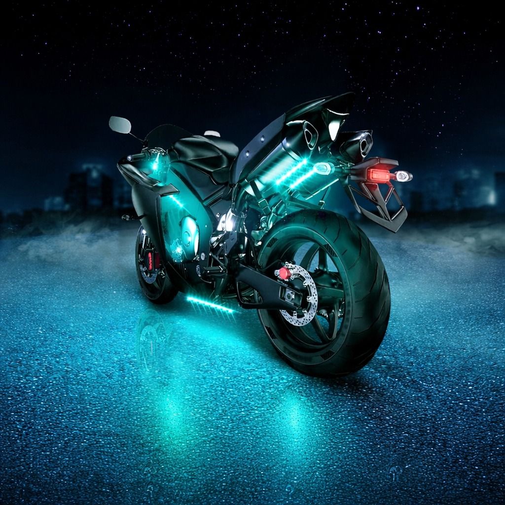 Motorcycle RGB LED Strip Light Under Glow Neon Kit with Bluetooth APP Control