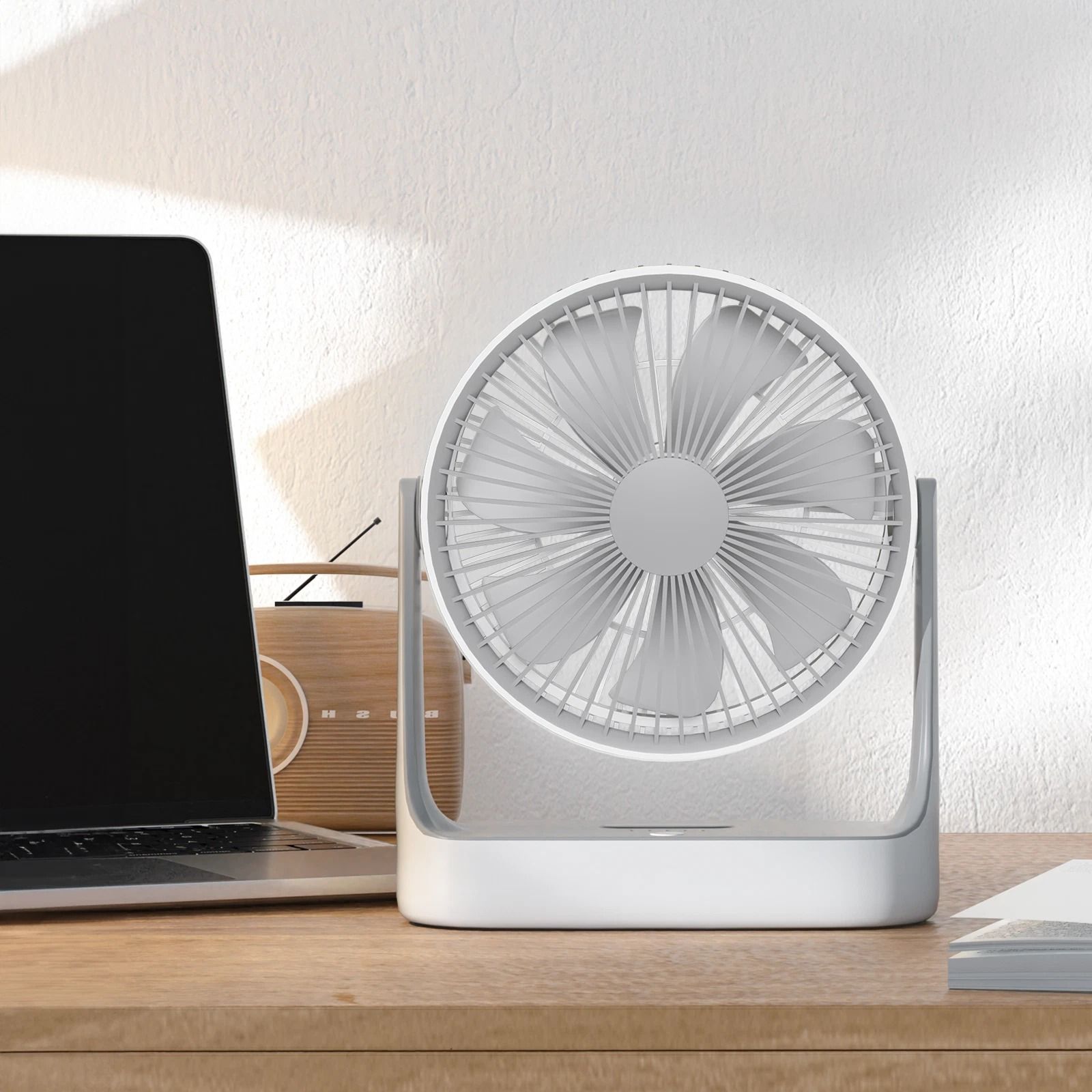 Portable Personal Desk Fan, USB Rechargeable & Hanging Hook