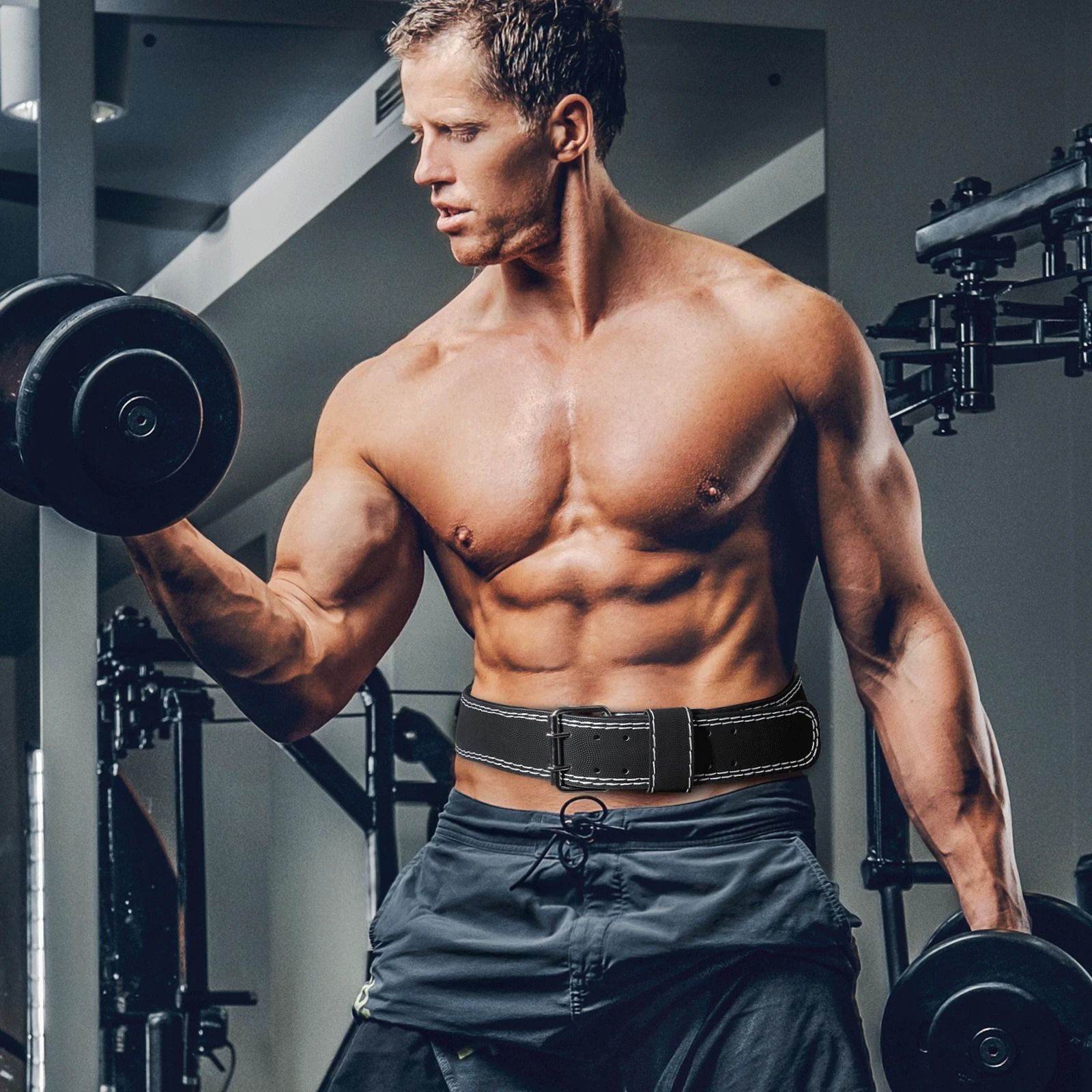 Premium Leather Weight Lifting Belt for Fitness & Bodybuilding - Back Support for Strength Training