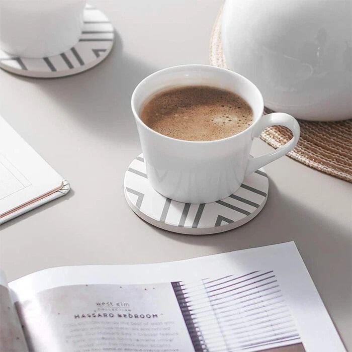 Absorbent Ceramic Coasters with Holder – Ideal Drink Mat for Coffee, Tea & Cup Decor