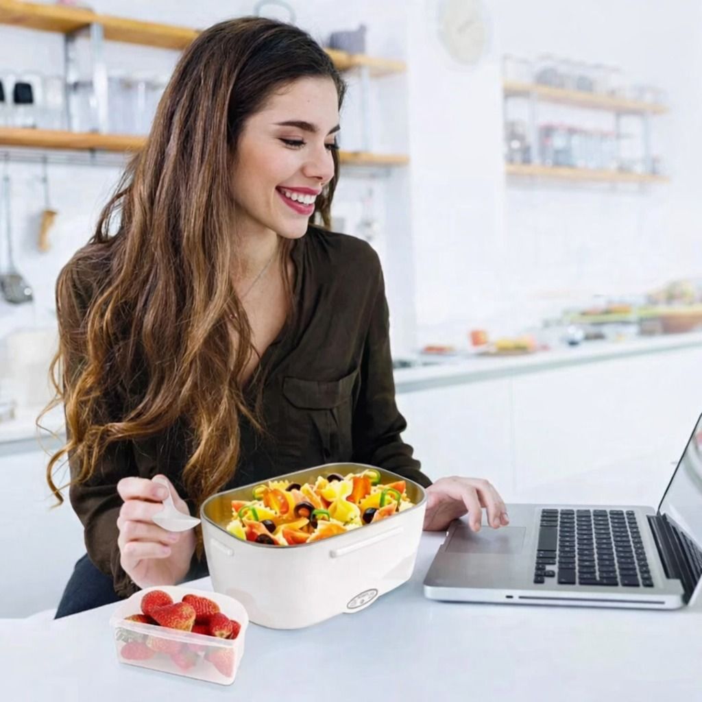 Cordless Electric Lunch Box for Adults – Rechargeable Heated Food Warmer, Leak-proof & Portable for Office, Car & Travel