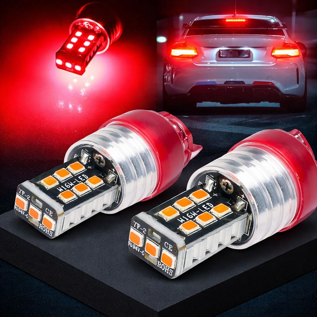 LED Red Strobe Flash Brake Stop Tail Parking Light Bulbs