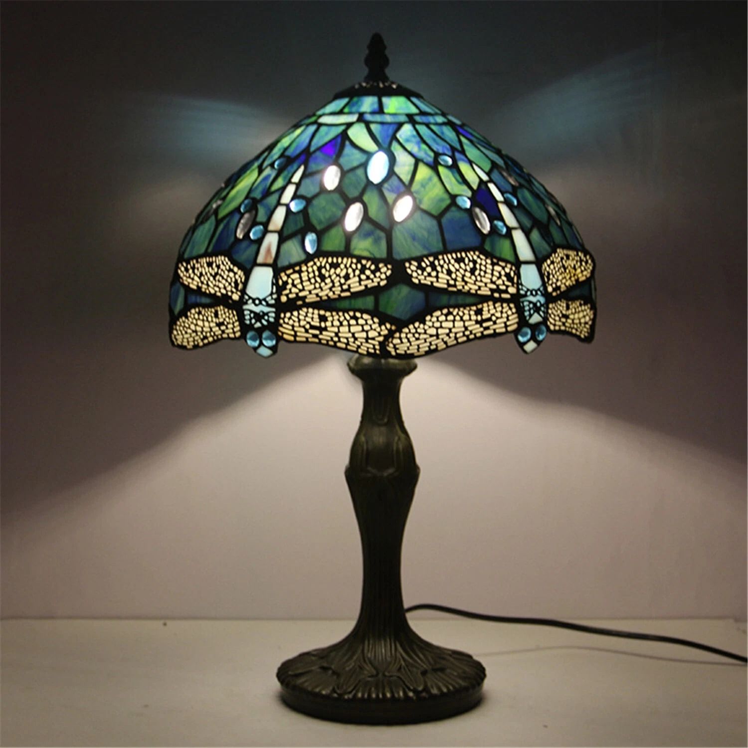 Dragonfly Tiffany Stained Glass Table Lamp for Home Decor