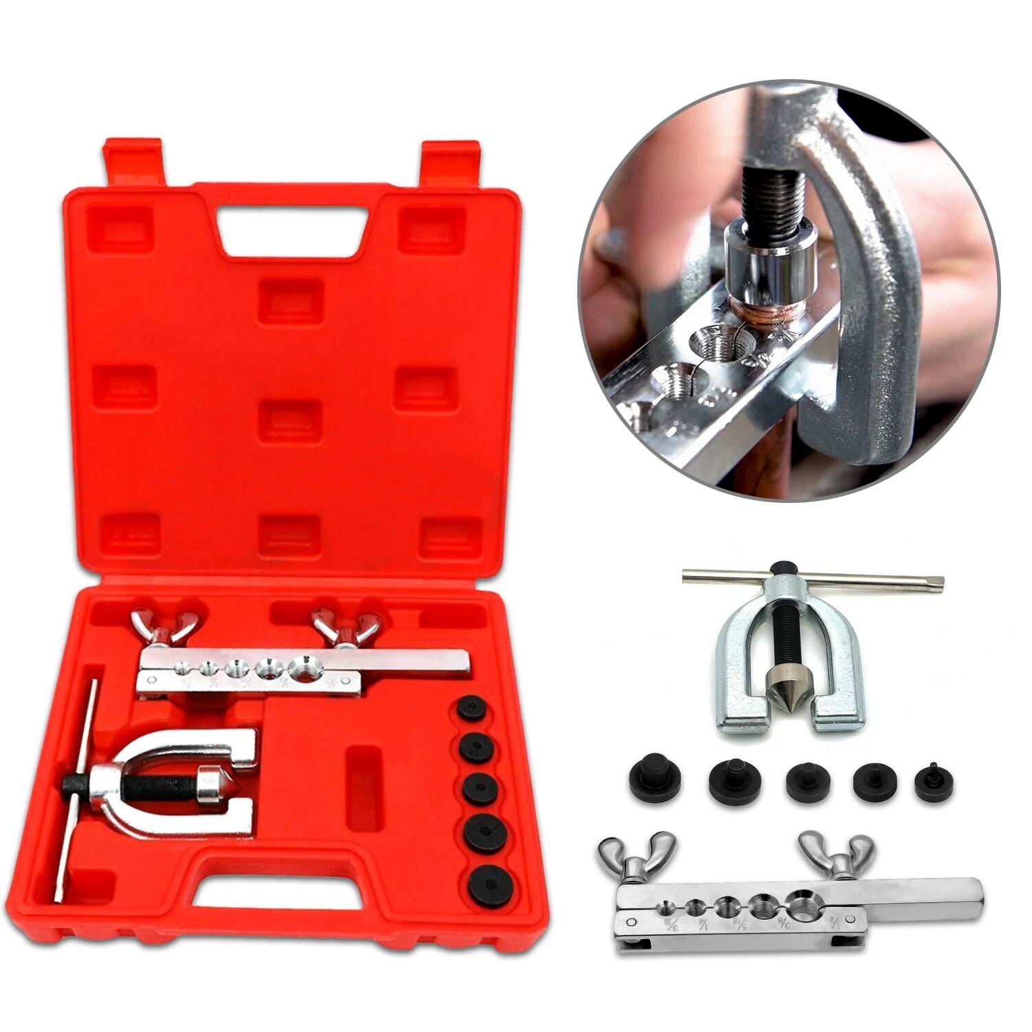 Brake Line Flaring Tool Kit Double Flaring Tool for Copper Aluminum Soft Steel and Brass Tubing