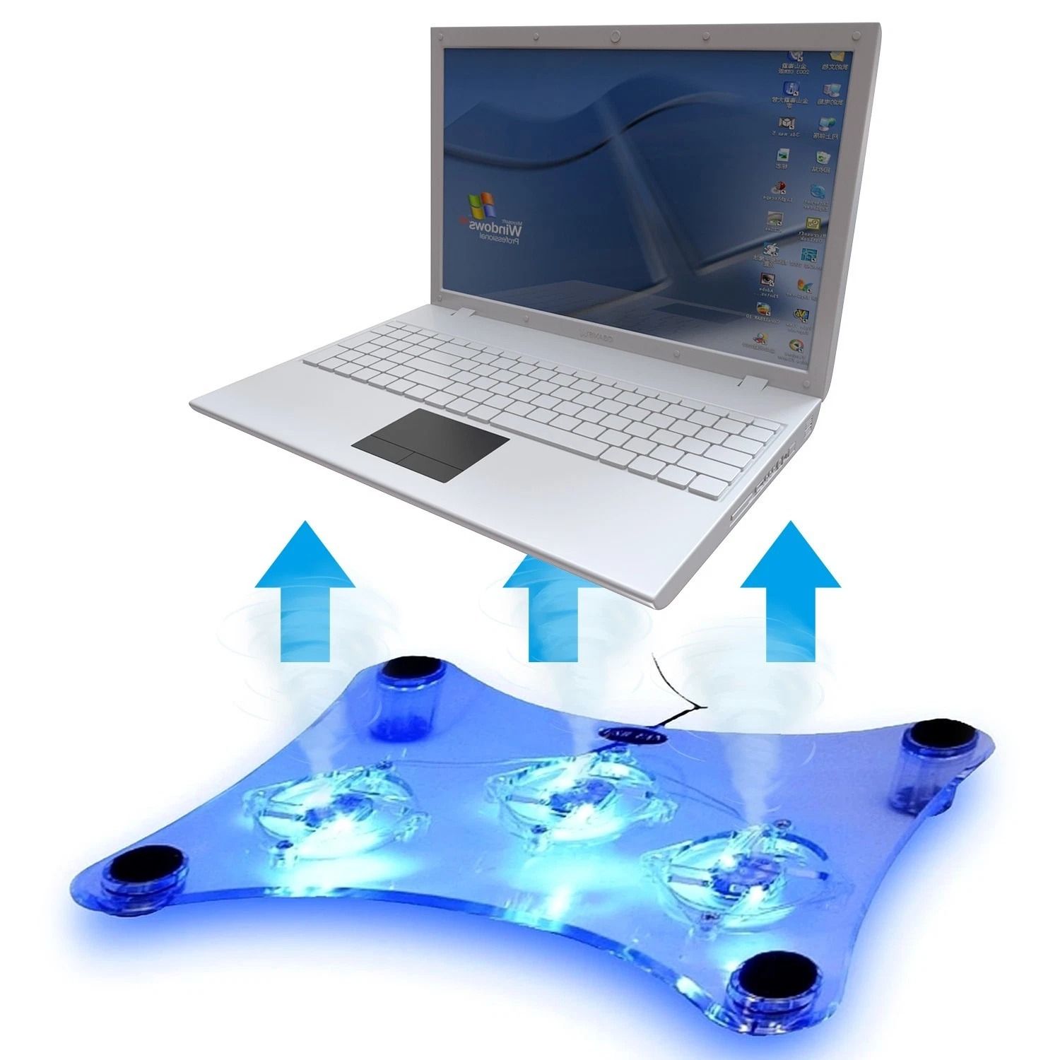 USB Powered Laptop Cooling Pad Stand with LED Light for Notebook