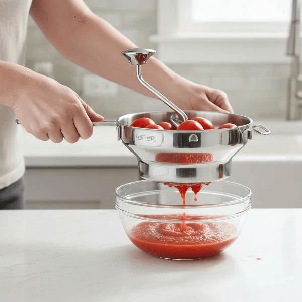 Ware Stainless Steel Food Mill Quart Manual Food Strainer for Sauces Purees and Baby Food