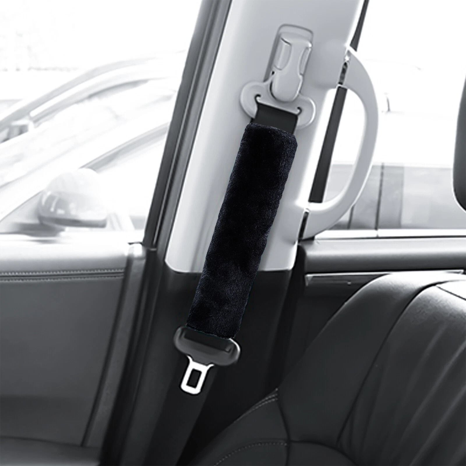 Faux Sheepskin Seat Belt Cover Shoulder Strap Cushion Pad for Car Comfort