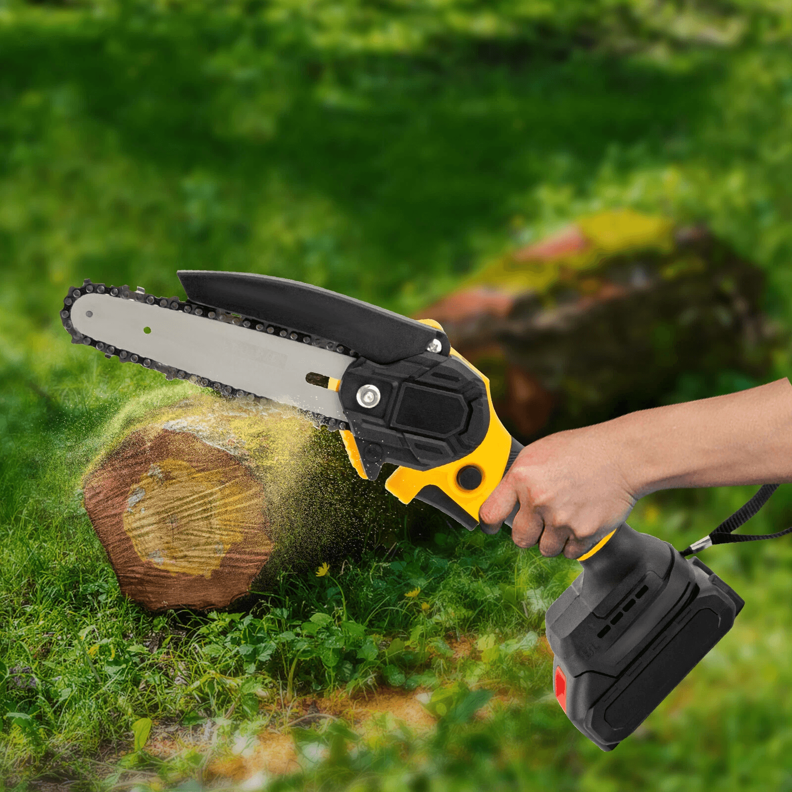 Cordless Handheld Electric Mini Chainsaw with Dual Batteries Portable Yard Trimmer