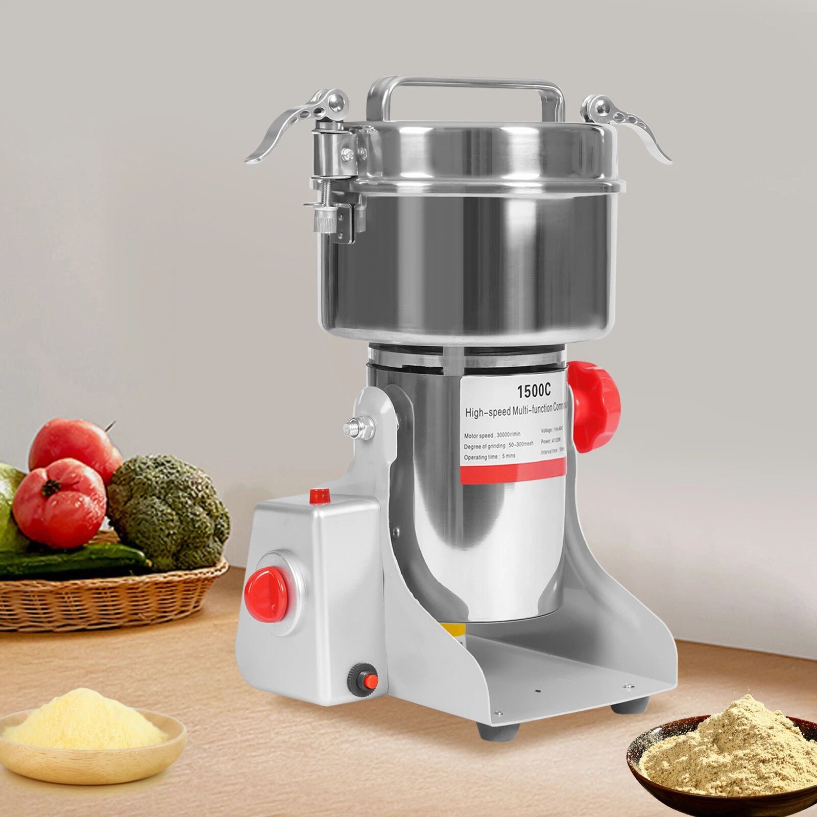 Premium High Speed Electric Grain Mill Stainless Steel Grain Grinder for Flour & Beans