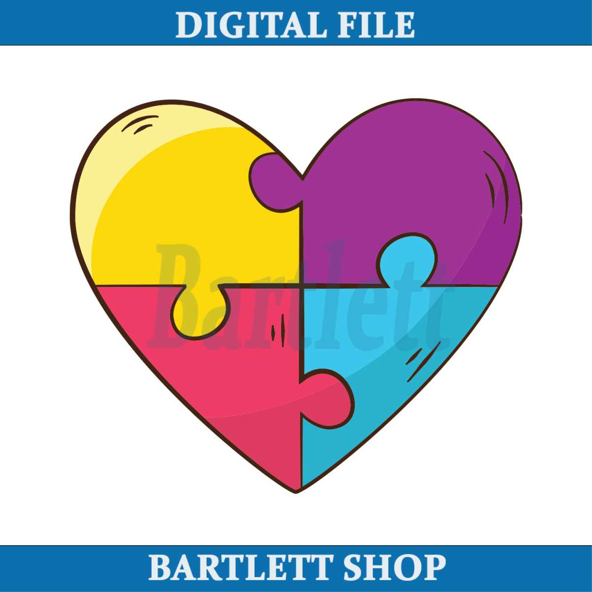 Autism Heart Shape Puzzle Piece Vector SVG | Inspire Uplift