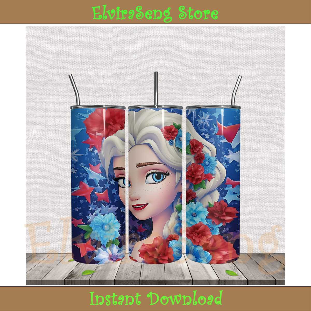 Elza Wrapper 3D Disney Frozen Princess Elsa Tumbler Wrap PNG | Inspire Uplift