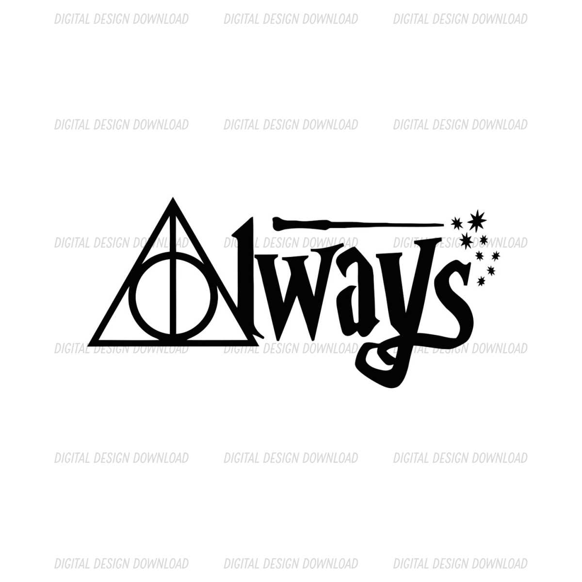 Always Deathly Hallows Symbol Harry Magic Wand SVG Vector - Inspire Uplift