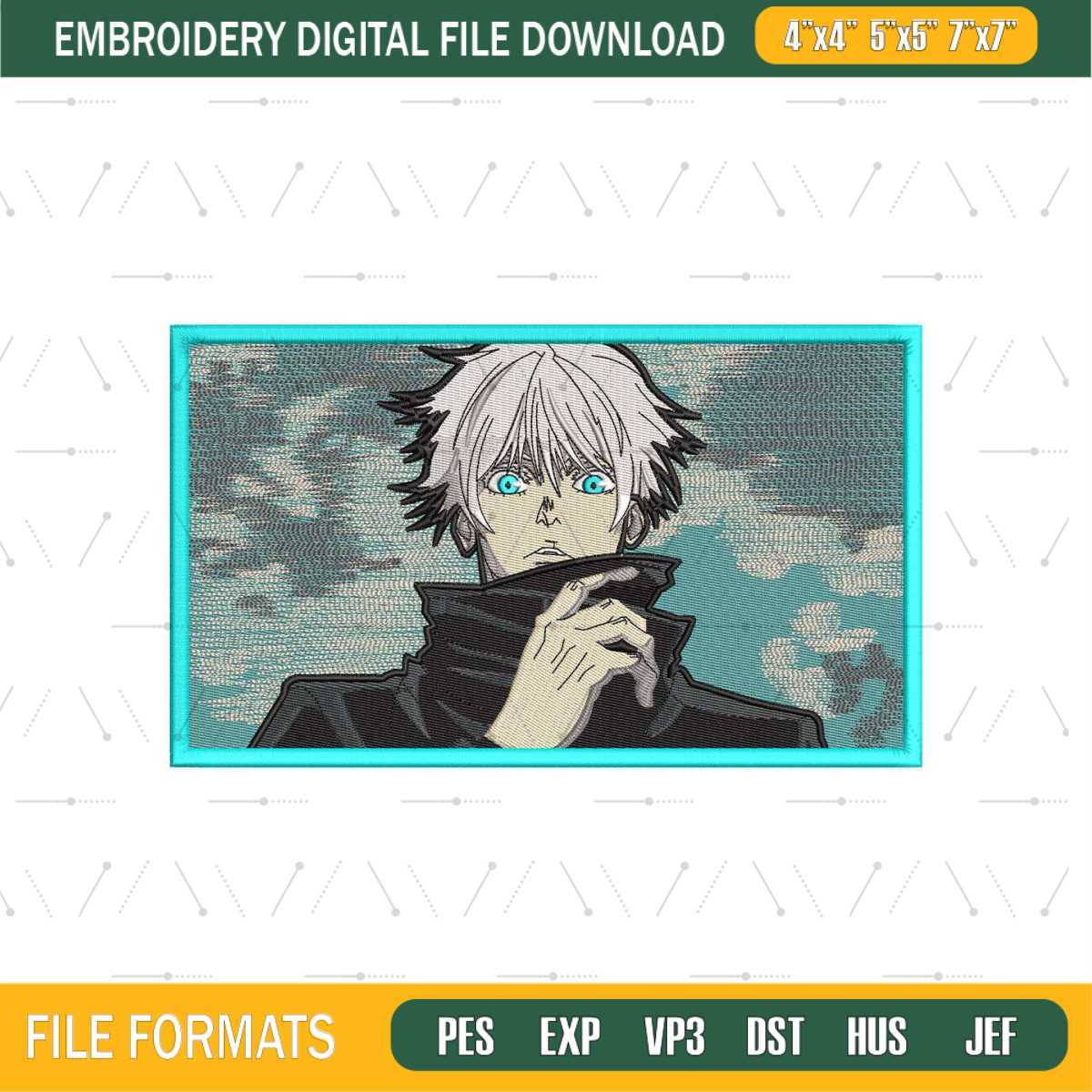 Satoru Gojo Anime Jujutsu Kaisen Embroidery File png | Inspire Uplift