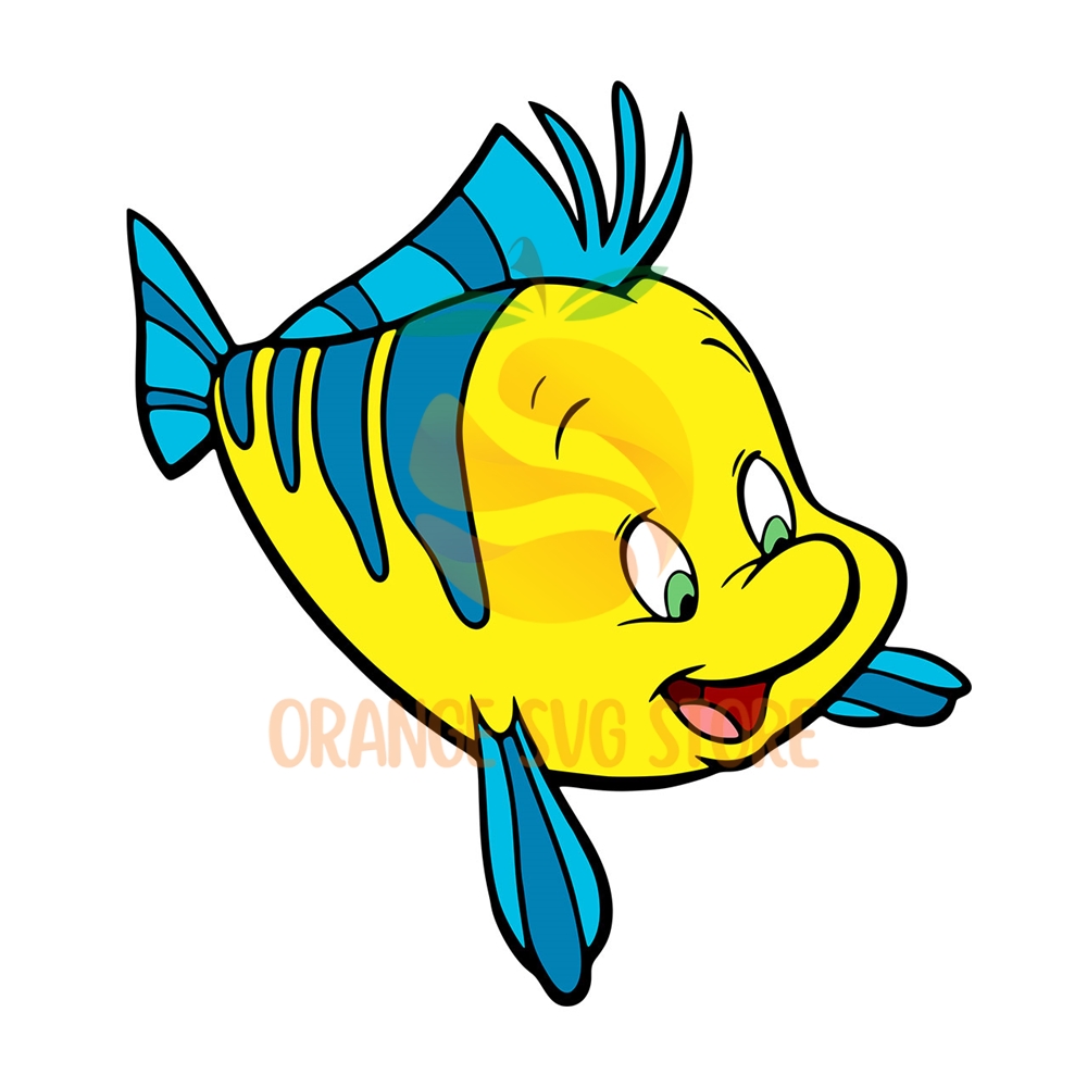 Disney The Little Mermaid Flounder Fish SVG Vector | Inspire Uplift