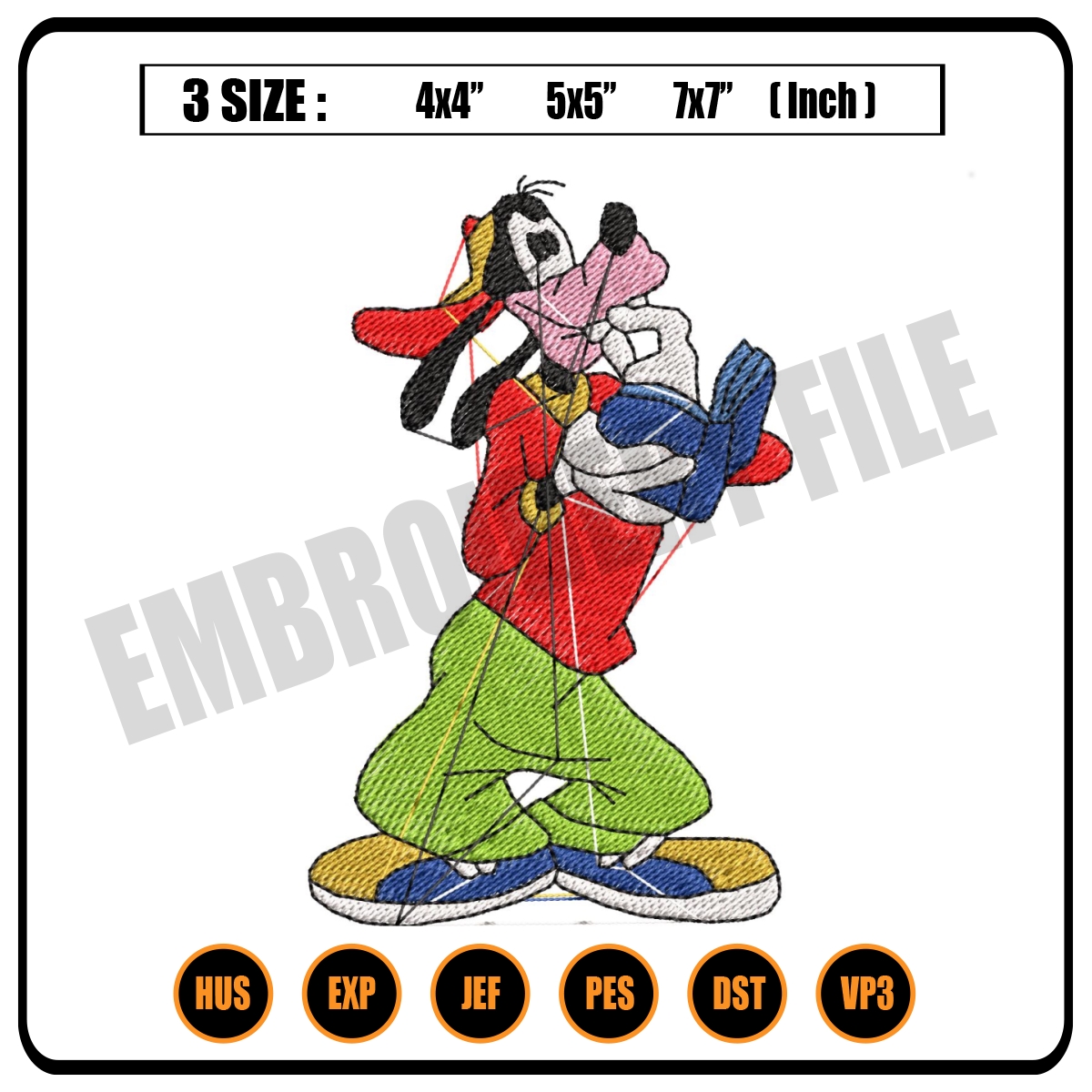 Goofy Reading Book Embroidery Design ,png - Inspire Uplift