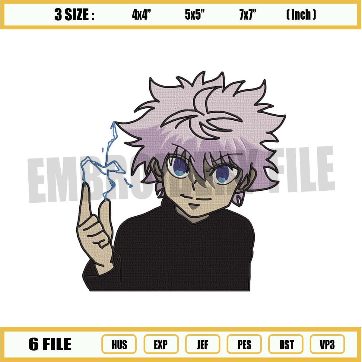 Killua Patterns Killua Embroidery Design File, Hunter x Hunter Anime Embroid | Inspire ...