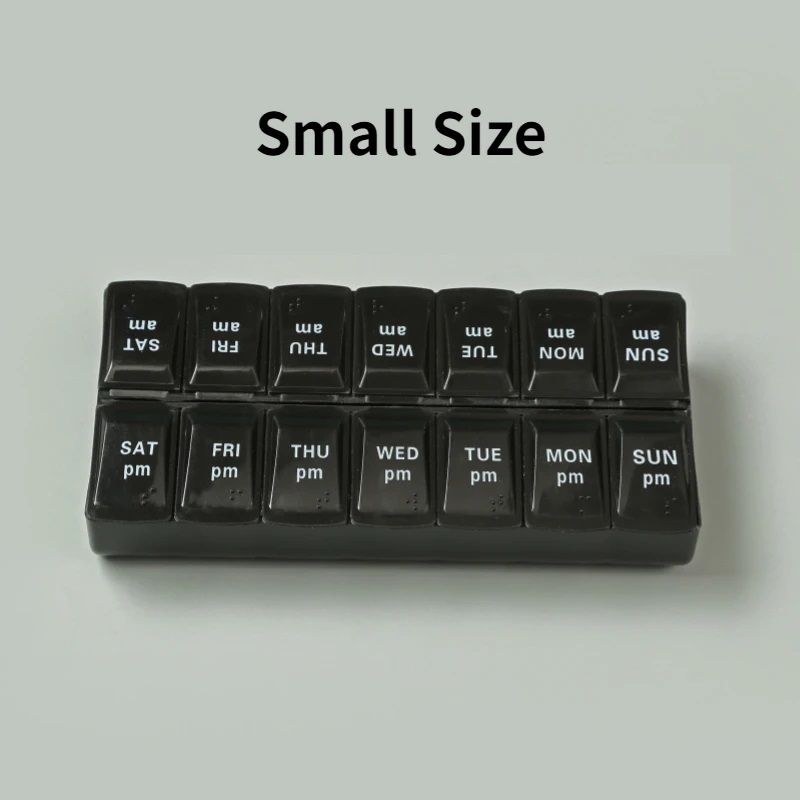 New Weekly Pill Organizer, Portable 7-Day Travel Pill Case with 14 Grids for Vitamins, Medicine & Fish Oil Tablets