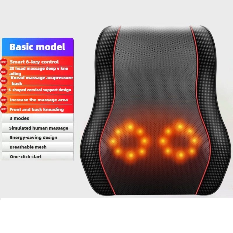 Electric Cervical Pillow, Shiatsu Neck & Back Massager with Airbag Traction and Heating for Car and Home Use