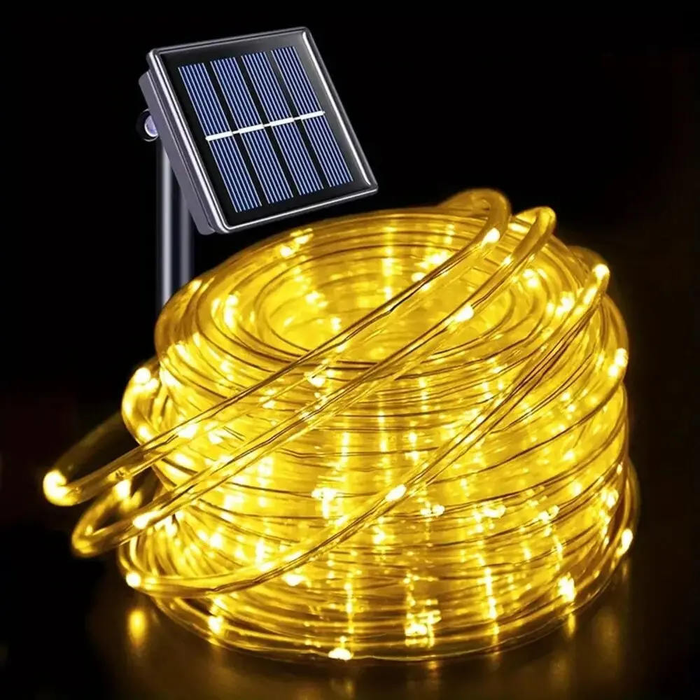 Outdoor Solar Tube Rope LED Light, Waterproof Garden Christmas Decoration Fairy String Light for Wedding, Party & Patio