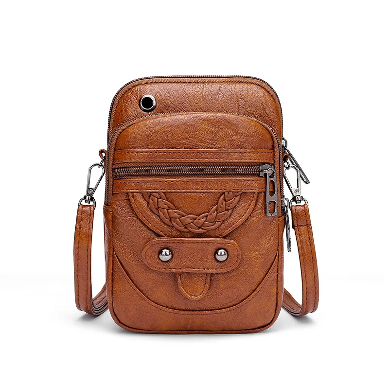 Vintage Crossbody Bag, Multi-Functional Soft PU Leather Small Shoulder Bag For Women, Cash Purse, Cell Phone Handbag