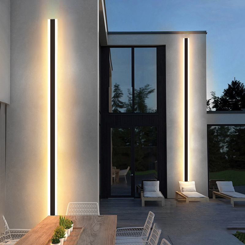 Aluminum Modern Waterproof Outdoor Long Strip LED Wall Lamp, Garden Porch Sconce Light, Stylish Outdoor Wall Light