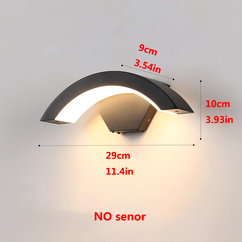 Waterproof PIR Motion Sensor Outdoor Wall Lamp, Modern Black Aluminum Wall Light for Garden Porch Front Door