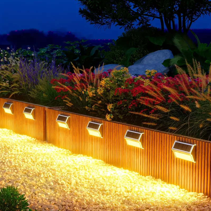 Outdoor LED Solar Stainless Steel Staircase Step Fence Guardrail, Wall Light for Garden Courtyard, Atmosphere Light
