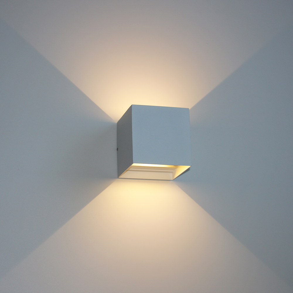 Square White Black Gray Modern Outdoor Waterproof Wall Lamp, Aluminum, Exterior Garage Porch Wall Light