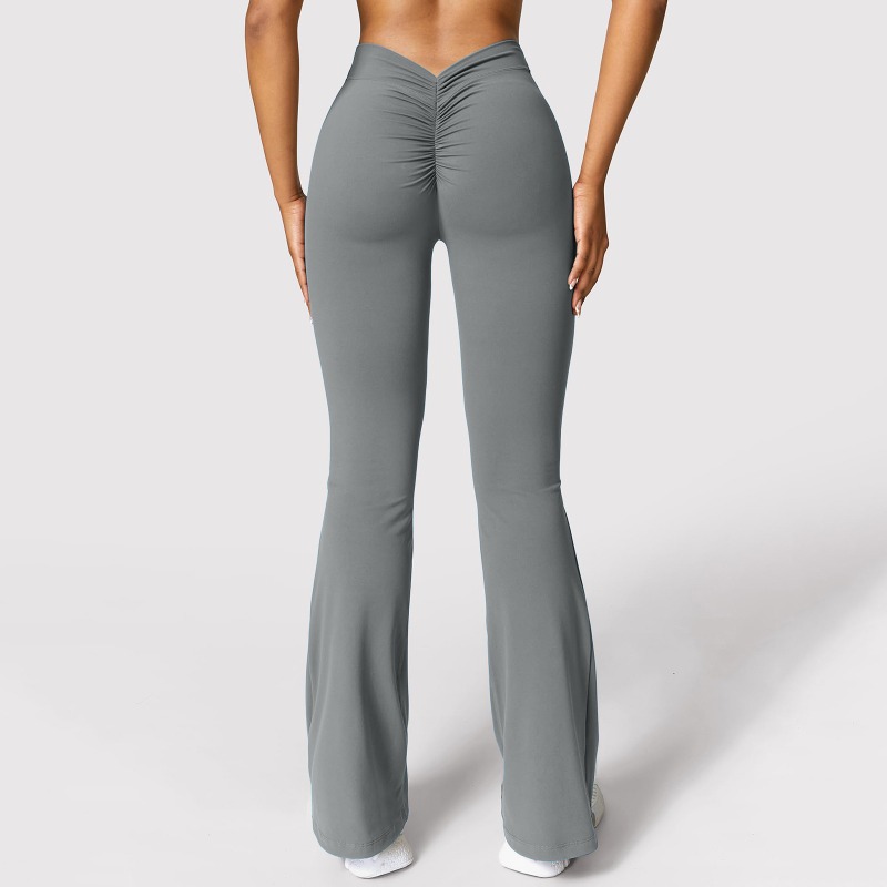 High Waist Push Up Butt Gym Pants, Fashion Micro Horn Leggings, Women V-back Waist Sports Pants