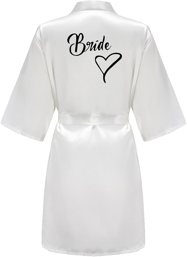 Fashion Women Silk Satin Short Night Robe, Sexy Kimono Bathrobe, Wedding Bridesmaid Bathrobe, Satin Bathrobe for Bride