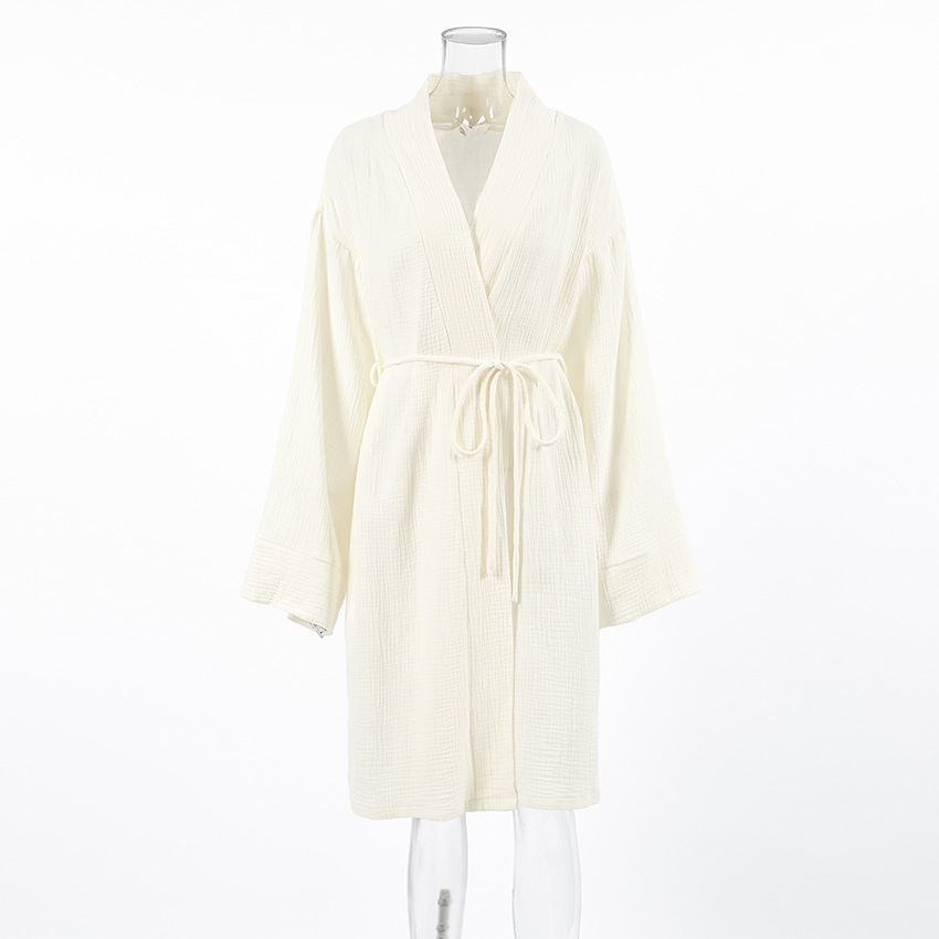 Cotton Women's Nightgown Gown Robe, Spring Summer Long Sleeve Cardigan Gown, Morning Pajamas for Home Clothes