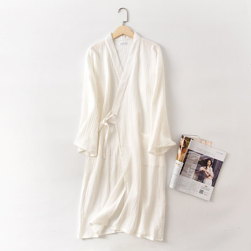 Japanese Robe for Couples, New Spring and Autumn Cotton Crepe Bathrobe, Men and Women Sleepwear