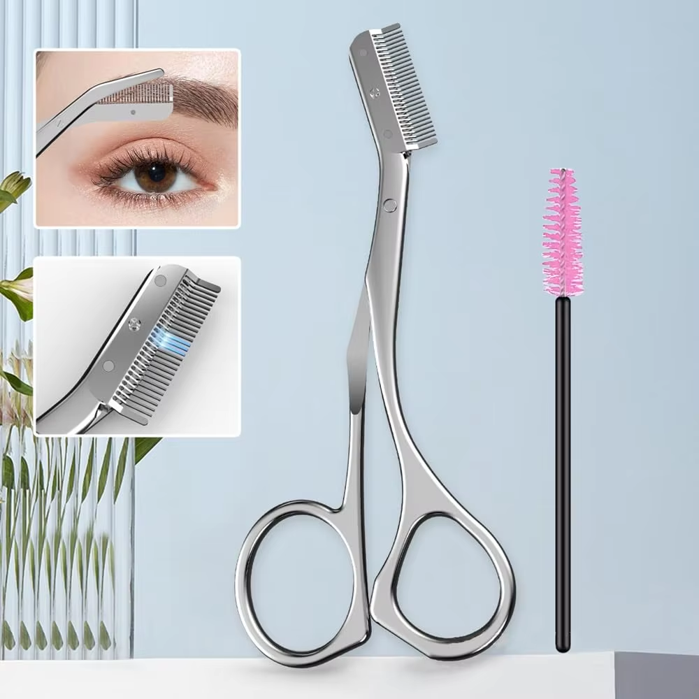 High-Quality Stainless Steel Eyebrow Scissors with Comb, Eyebrow Trimming Knife, Makeup Scissors, Hair Remover Shaver
