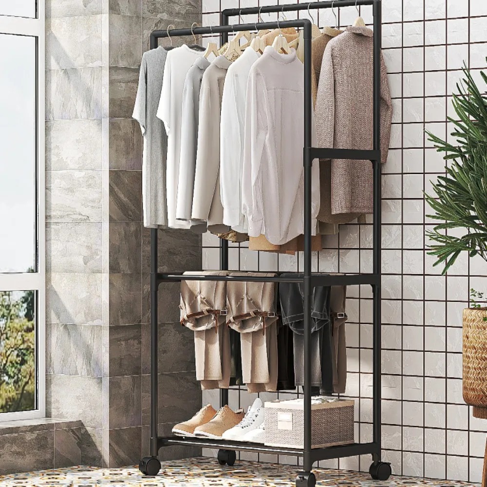 Coat Rack Double Pole With Shelf, Durable Storage | Inspire Uplift