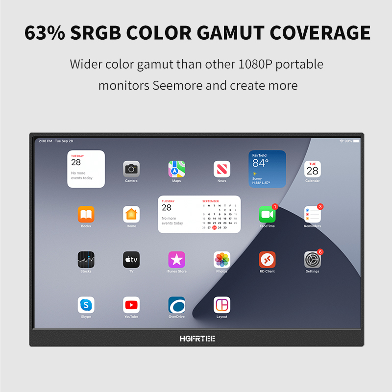 Portable Mobile Monitor, IPS Display for Laptop, Second Game Screen.