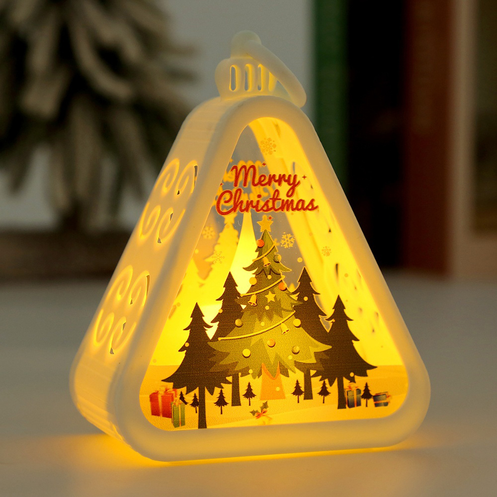 LED Mini Christmas Triangle Lantern, Santa Claus Snowman Festival Lamp, Indoor Table Ornaments, Party Scene Props