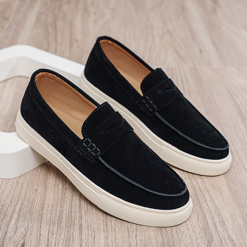 Classic Brown Loafers for Men, Autumn Men's Suede Leather Slip-On Shoes, Casual Walking Shoes, Driving Loafers for Men