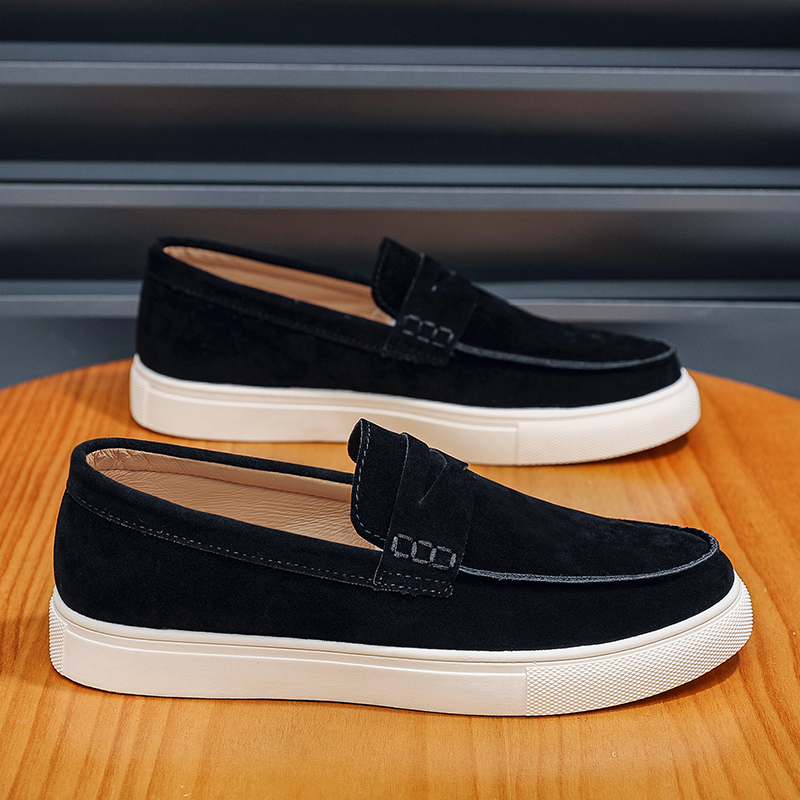 Men's Suede Leather Loafers for Autumn, Classic Brown Slip-On Loafers, Casual Walking Shoes, Driving Shoes for Men