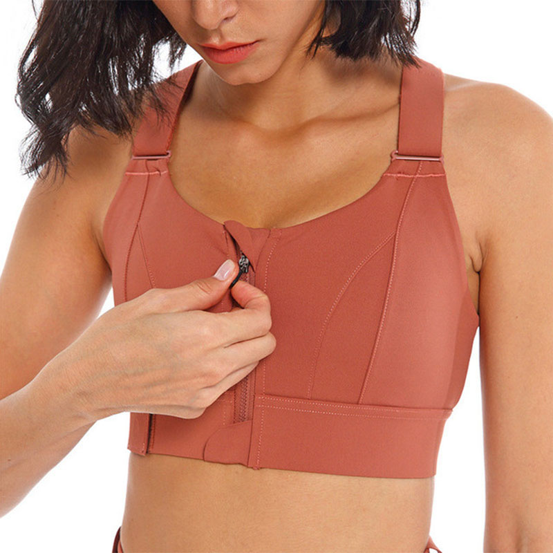 Athletic Brassiere Women Sports Bras Tights, Plus Size Adjustable Strap, Shockproof Crop Top Yoga Vest, Front Zipper