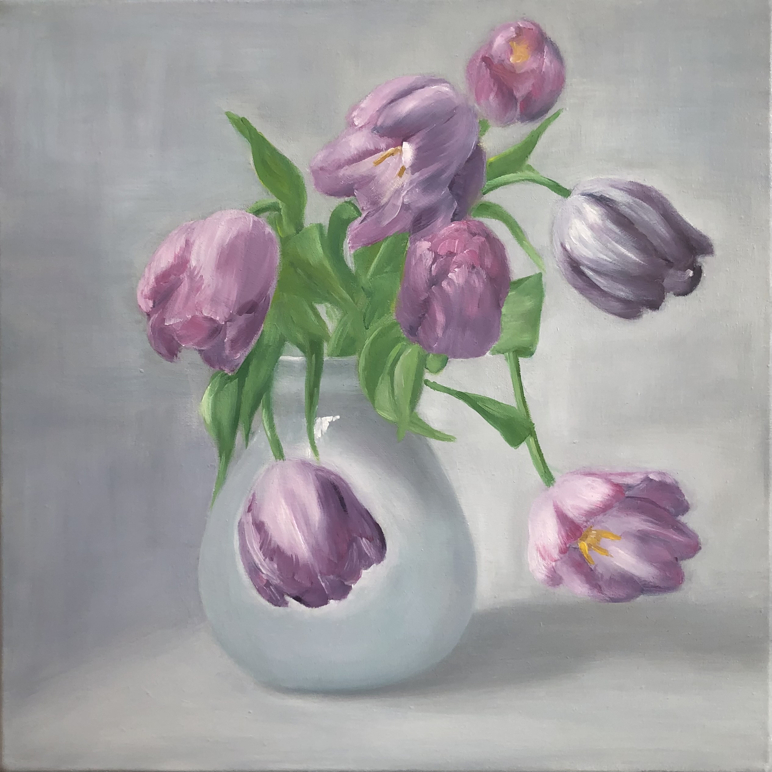Tulips Oil Painting Floral Art Flowers Still Life 12"x12" - Inspire Uplift