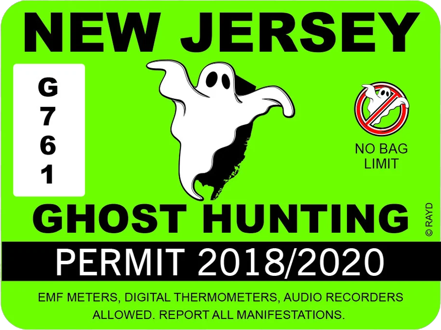 New Jersey Ghost Hunting Permit Sticker Self Adhesive Vinyl | Inspire ...