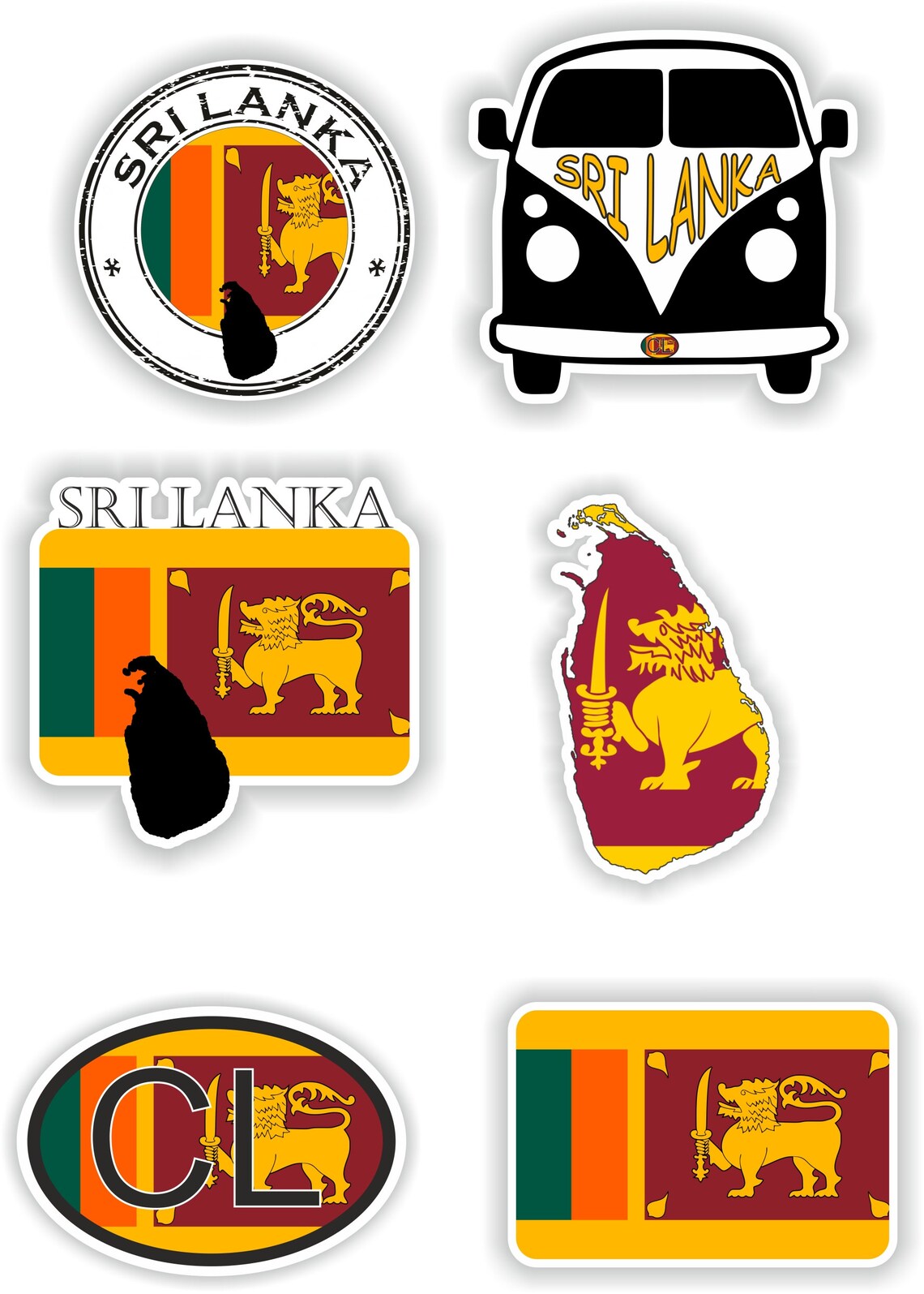 Sri Lanka Set of Stickers for Laptop Book Water Bottle Fridg | Inspire ...