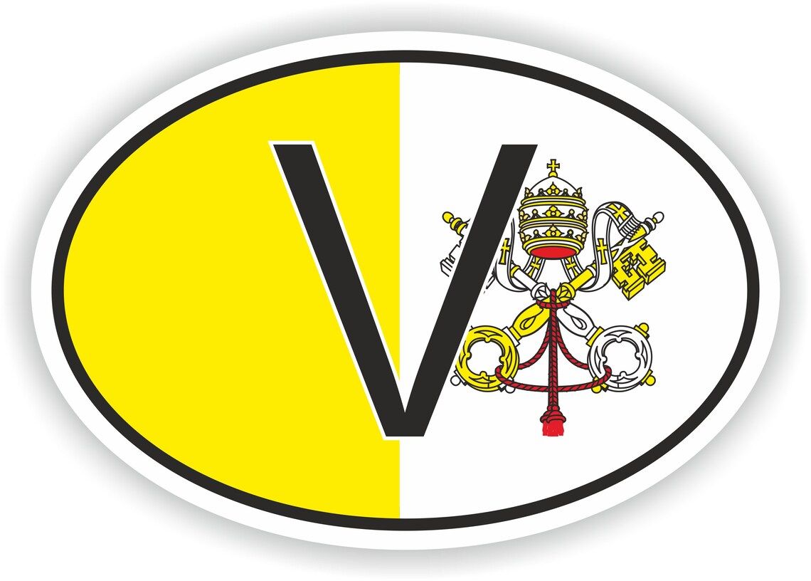 Vatican Country Code Oval Sticker with Flag for Bumper Lapto | Inspire ...