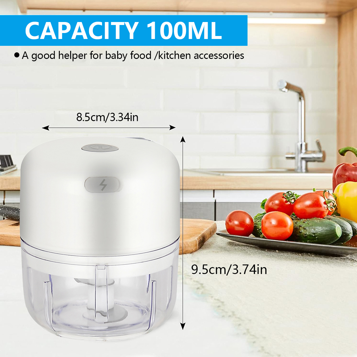Wireless Mini Food Processor, Battery-Powered Veggie Chopper, Portable Electric Garlic Chopper With Sharp Blade for Cook