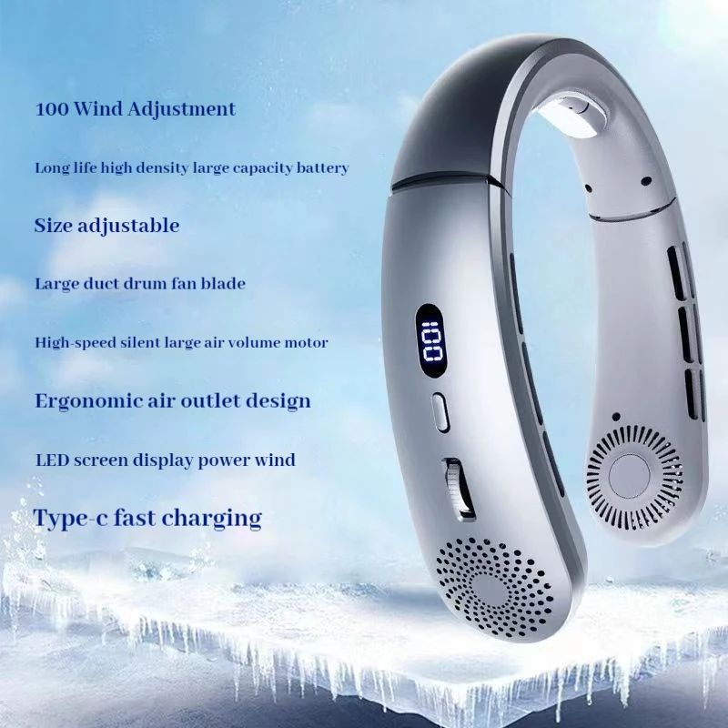 Low Noise Speed Hands Free Neck Fan, Lightweight Wearable Sports Fan for Indoor and Outdoor