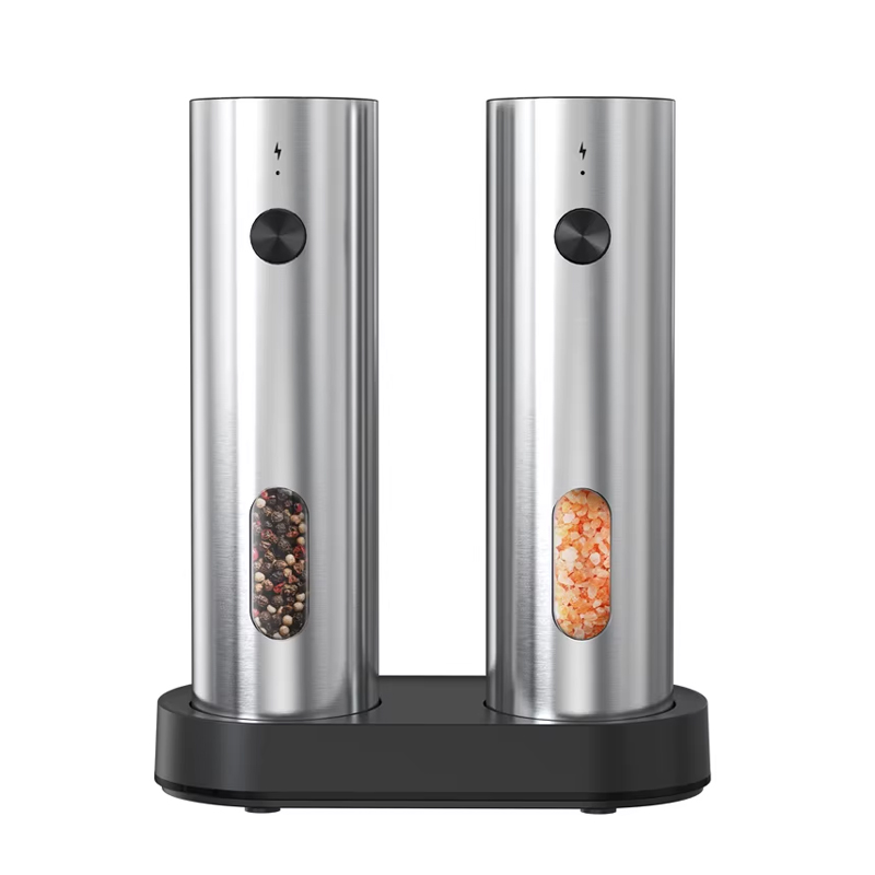 USB C Fast Charge, Stainless Steel Salt Pepper, Auto Adjustable Coarseness Grinder Set, LED Indicator Kitchen Restaurant