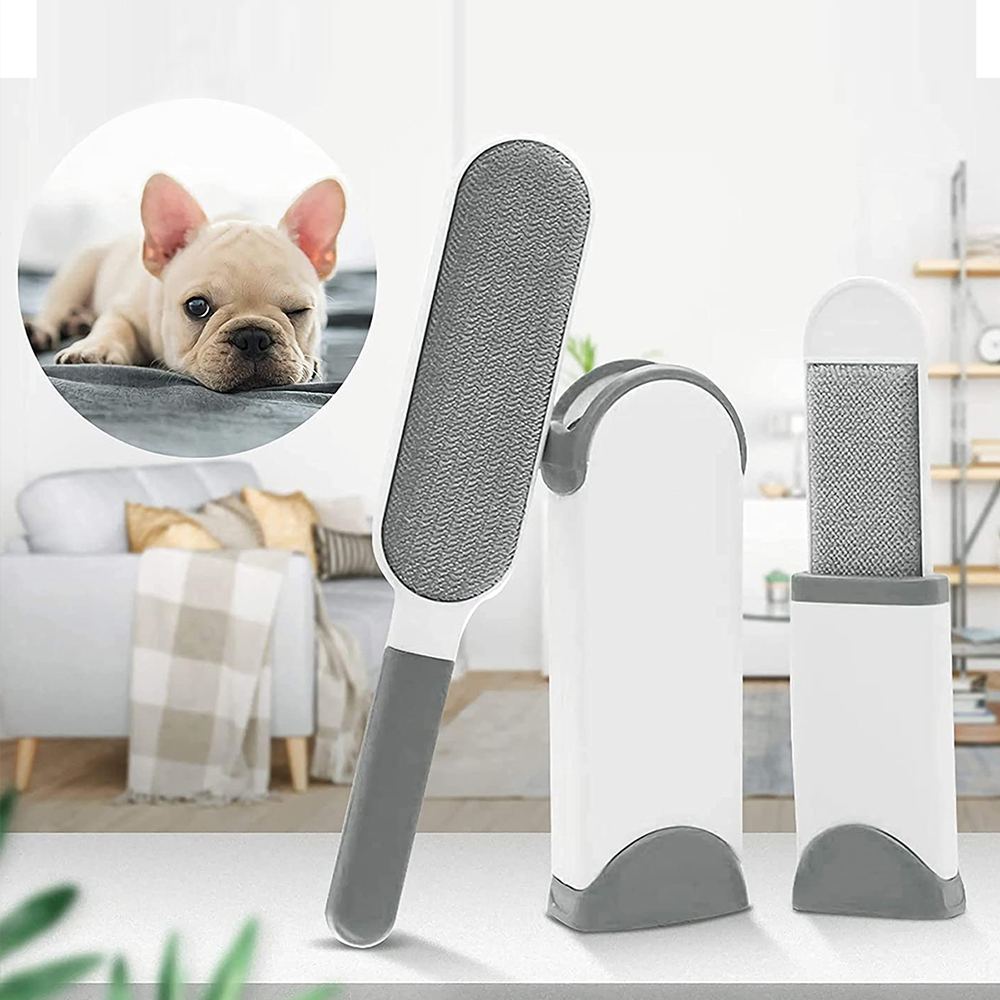 Pet Hair Remover Brush Set, Lint Brush with Self-Cleaning Base for Clothes, Sofa, Car Seats