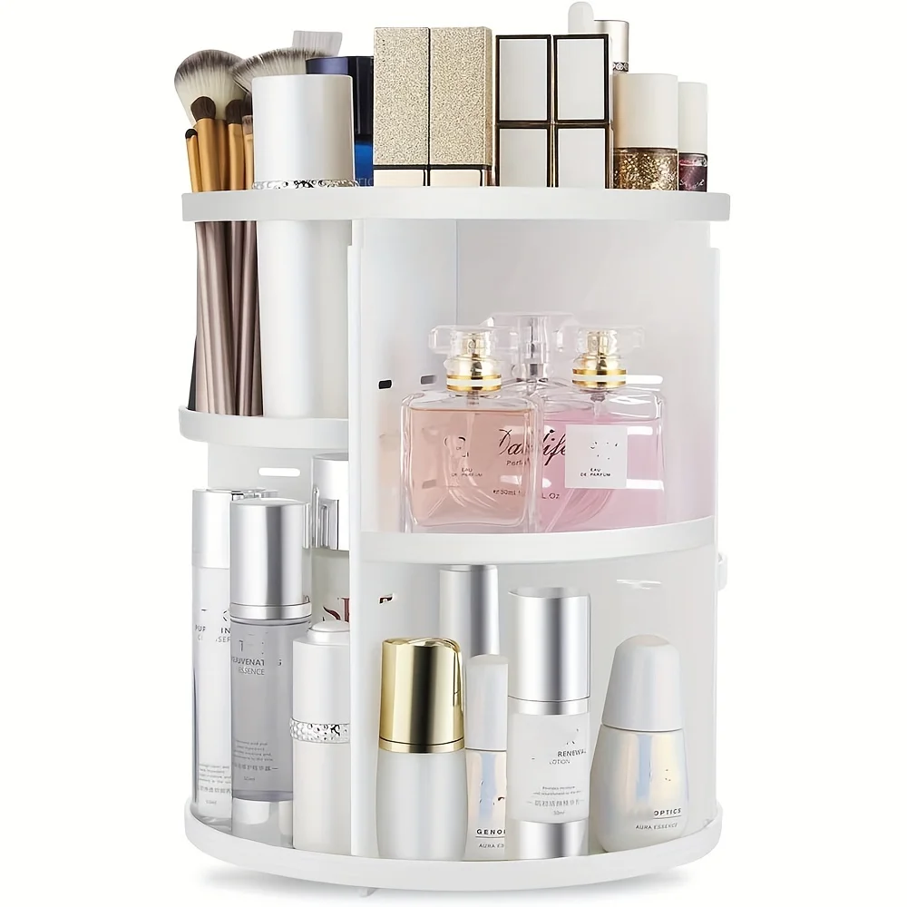 Spinning Countertop Holder, Clear Makeup Organizer with Rotation, Bathroom Cosmetics Storage