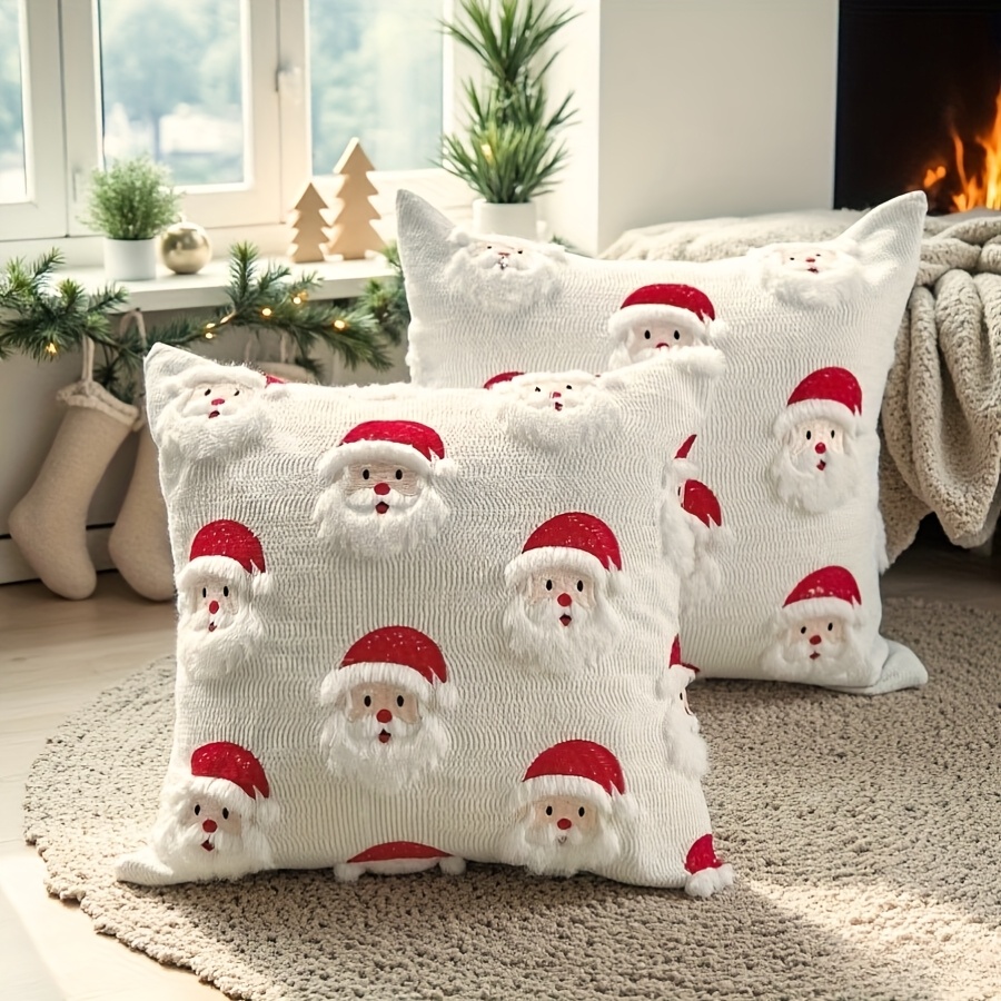 Cute Santa Claus Quilted Throw Pillow Cover, Nordic Ins Style Cushion, Luxury Decorative Pillow Cover